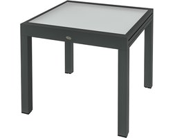 Killogood Grote Uitschuifbare Tuintafel uitgevouwen afmetingen 160 x 80 x 75 cm aluminium gehard glas blad transparant