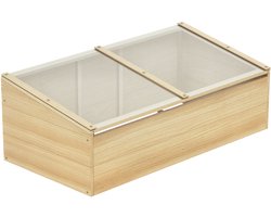 Killogood Houten kas koude bak koude bak kist broeikas tuin & plantenbak systeem voor tuin balkon - 100 x 50 x 35 cm - naturel - grenen - PC plaat