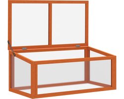 Killogood Koude bak hout en polycarbonaat broeikas 90 x 46 x 40 cm kas met afdekking weervast koude bak kist voor tuin plantenbed oranje