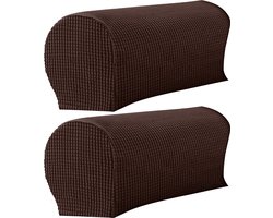 Killogood Stoelleuning Beschermers - Rekbare Sesselleuning Hoes Bescherming - Anti-slip Meubel Armleuning Beschermers voor Thuis & Kantoor, voor Bank Fauteuil Set Loveseat 2 Stuks（Donkere koffie）