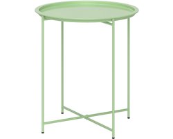 Killogood Tuintafel, ronde bijzettafel voor buiten, staal, met afneembaar blad, inklapbaar ontwerp, terrastafel, groen.