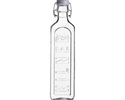Kilner vierkante glazen fles met grijze beugelsluiting 1L