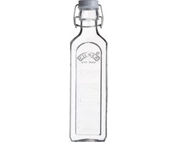 Kilner vierkante glazen fles met grijze beugelsluiting 600ml
