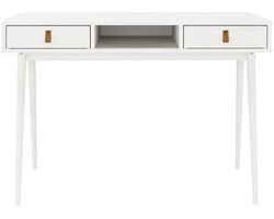 KIM bureau met 2 massief houten laden, 1 open vak, wit, bureau voor kantoor, bureau voor thuiskantoor - grote afbeelding