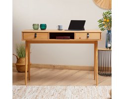 KIM bureau van massief hout met 2 laden in bruin