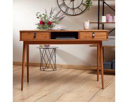 KIM bureau van massief hout met 2 laden in kastanjekleur