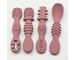 KimDo - Baby Bestek Siliconen - 4 stuks - Roze - Lepeltjes - Sensorisch - BPA vrij