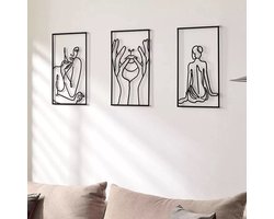KimDo - Metalen muur decoratie industrieel - 3 Vrouwelijke muurdecoratie - Wanddecoratie woonkamer - Room decor - Kamer decoratie
