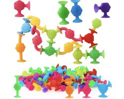 KimDo - Silicone Zuignap Speelgoed 25 stuks – Sensorisch - Vliegtuig - Onderweg - Kleurrijk - Bad Speelgoed - Bouwspeelgoed Peuters en Kleuters
