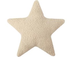 KimDo - Sterren kussen - 27 cm - Beige - Baby kamer - Babykamer accessoires - Teddy - Woonkamer - Bank - Decoratiekussen