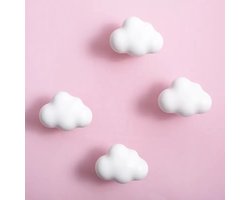KimDo - Wandhaken wolkjes - 2 stuks - Wit - Wolk - Wandhaakje - Ophanghaak - Deurknop - Kastknop - Lade knoppen - Meubelgreep - Handvaten - Kast - Lade - Babykamer - Kinderkamer