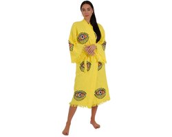 Kimono dames - 100% biologisch katoen - sauna badjas - zomer badjas - absorberend - handgemaakt - geel