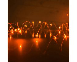 KIMU® 2x WK 2026 Hup Holland Supporter Led Lampjes Snoer - Oranje 2 meter Lichtsnoer - Verlichting Kleding Lichtjes Haar Hoed Ledlampjes Fiets Streng Lichtstreng CR2032