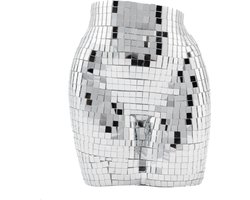 KIMU® Bloempot Spiegeltjes Vrouw Billen Zilver - Pot Potje Plantenpot Dames Sexy Torso Discobal Pop Beeld Standbeeld Disco Spiegel Spiegelbol Glitter Festival