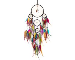 KIMU Dromenvanger Regenboog - Gekleurde Dreamcatcher Veren - Bohemian Ibiza Kinderen Boho Babykamer Buiten Kado Meisjeskamer Veertjes Festival
