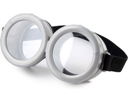 KIMU Goggles Grijs - Grijze Bril met Heldere Glazen en Elastieken Band - Kinderen Volwassenen Doorzichtige Transparante Minion Minions Festival