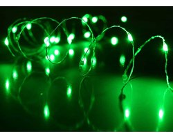 KIMU Led Lampjes Snoer - Groen 5 meter Lichtsnoer - Kerstverlichting Verlichting Kleding Lichtjes Fiets Ledlampjes Streng Multicolor CR2032 Halloween