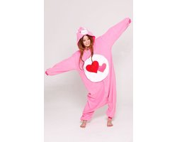 KIMU Onesie Roze Hartjes Troetelbeer Pakje - Maat 86-92 - Baby Pakje Troetelberenpak Beer Kostuum Love-A-Lot - Berenpak Pyjama Boxpakje Kleuter Carnaval Carnavalspak