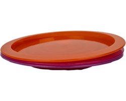 Kinder borden / bordjes RICK - Kinderservies - Paars/ Oranje - Kunststof - Ø 18.5 cm - Set van 3