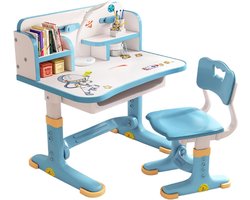 Kinder Bureau Stoel - Studie Set - Leren en Spelen - Verstelbare Hoogte - 75cm Breed - Blauw