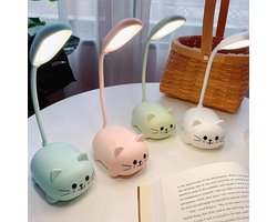 Kinder Bureaulamp Led Kat Nachtlampje USB oplaadbare nachtlampje Student bureaulamp Bedlampje slaapkamer Wit