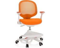 Kinder Bureaustoel Kid Ergo - Ergonomische Hoge Kinderstoel Met Stoffen En Mesh Bekleding - In Hoogte Verstelbaar - Ademend En Comfortabel - Oranje