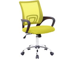 Kinder Bureaustoel Met Mesh Bekleding - Gele Draaistoel Voor Bureau - Comfortabele En Ventilerende Kinderstoel Voor Thuis Of School