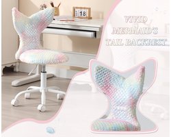 Kinder Bureaustoel met Nepbont – Draaibare en In Hoogte Verstelbare Studie- en Studentenstoel – Kleurrijk