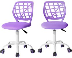 Kinder Bureaustoel - Studie Stoel - Comfortabel Zitten - Hoogte Verstelbaar - 38.5cm x 40cm x 75-87cm - Paars