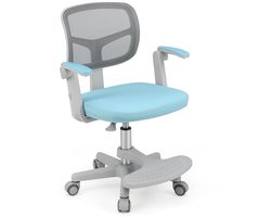 Kinder Bureaustoel – Verstelbare Hoogte met Armleuningen, Voetsteun en Wielen, Blauw (3-15 Jaar)