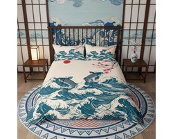 Kinder Dekbedovertrek Set - Beddengoed Set - Slaapkamer Decoratie - Verborgen Ritssluiting - 200x200 cm - Blauw