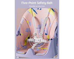 Kinder Eetstoel - Kinder Eetstoel Met Stevig Metaal Frame - Baby Eetstoel Met Verstelbare Hoogte - Unisex - Grijs