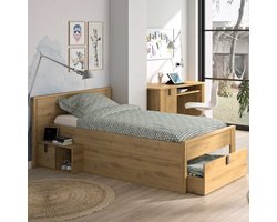 Kinder- En Tienerbed Met Opbergruimte Lugano | 90 X 200 Cm | Artisan Oak-design - Gautier - Gami - Eenpersoons Bedkader - Bruin - MDF Eenpersoons Normaal Bed