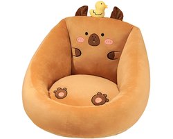 Kinder Fauteuil - Zachte Kinderstoel Met Eend - Baby & Peuter Stoeltje - Capybara Pluche - Plush Zetel - Voor Kinderkamer - 50x45 cm - Bruin