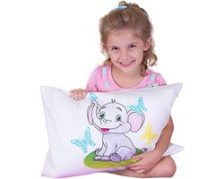 kinder Fluff kussen en pillowcase-hoofdkussen van 233T Katoen & dons alternatieve vulling voor baby bed, rug, nek kussen, kussens voor bed, kussen voor bank, nek -zwangerschap kussen kussens-Olifant