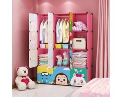 Kinder Garderobe Kast - Opbergkast Slaapkamer - Kleding Opbergen - Verstelbaar Ontwerp - 112 x 48 x 148 cm - Roze