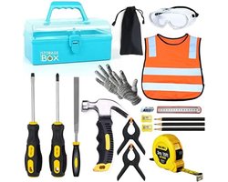 Kinder Gereedschapsset 20 Delen met Beschermende Uitrusting en Opbergkist