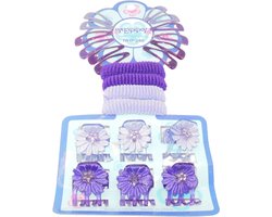 Kinder haaraccessoires 22-delig geschenkset paars tinten