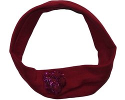 Kinder Haarband met Glitter Bloem Bordeaux Rood