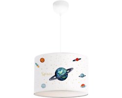 Kinder hanglamp Rugby wit met planetair motief lux.pro