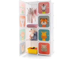 Kinder Kledingkast - Opbergrek Kinderkamer - Speelgoed Opbergen - Modulair Ontwerp - 75 x 145 cm - Wit
