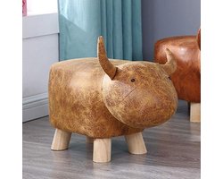 Kinder Krukje - Dieren Poef - Schoenen Wisselen - Massief Houten Poten - 200 kg Draagvermogen - Multicolor