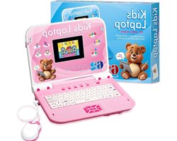 Kinder Leercomputer - Educatieve Laptop - Leren Spelen - ABC Cijfers Muziek - 27 x 22 cm - Roze
