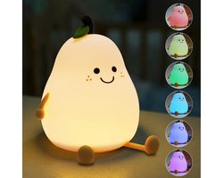 Kinder nachtlampje | Timer | veilig voor kinderen | USB oplaadbaar | LED | Peer | RGB kleuren| Dimbaar | Babykamer verlichting