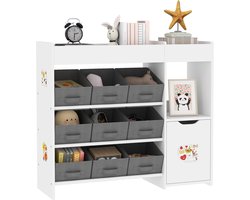 Kinder Opbergkast - Speelgoed Organizer - Ruimte Ordenen - 9 Laden en Kast - 92 x 80 cm - Wit
