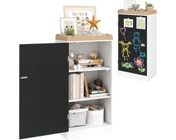 Kinder Opbergkast - Speelgoedkast Meubel - Speelgoed Opbergen - Met Schoolbord Deur - 48 x 30 x 100 cm - Wit