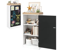Kinder Opbergkast - Speelgoedkast - Speelgoed Opbergen - Met Schoolbord Deur - 48 x 30 x 100 cm - Wit