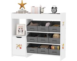 Kinder Opbergkast - Speelkamer Organizer - Speelgoed Opbergen - 9 Lades Kast - 80 cm Hoog - Wit