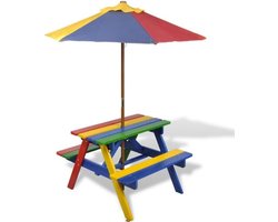 Kinder Picknicktafel - Buitentafel Kinderen - Buiten Spelen - Opvouwbaar Houten Ontwerp - 75 x 85 x 52 cm - Multicolor