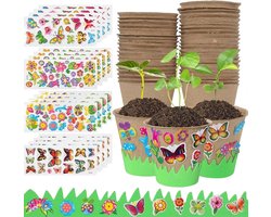 Kinder Planten Kweekset - Tuinieren Knutselen - Creatief Leren - Inclusief Decoratie - 30 Potten - Kleurrijk